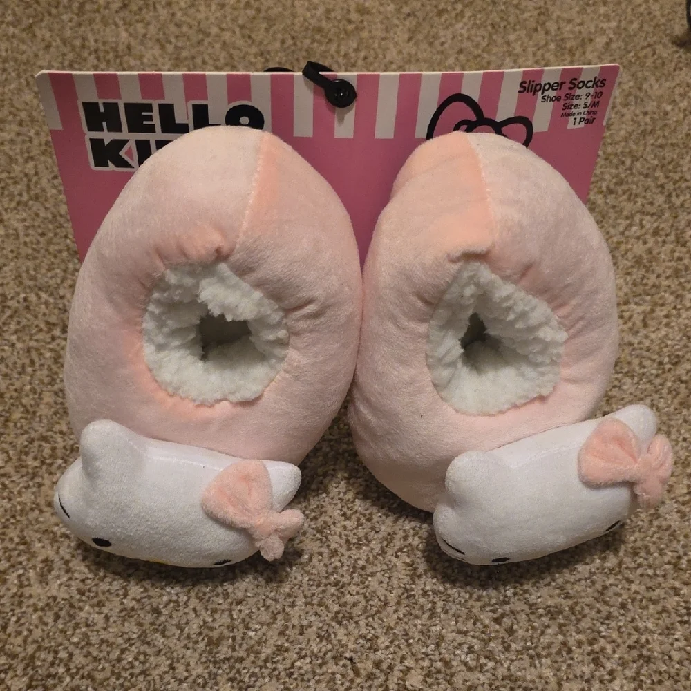 Hello Kitty Pink and Black Plush Slippers